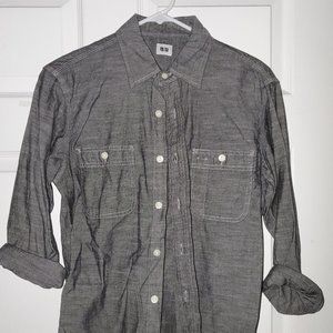 Uniqlo Charcoal Gray - Black Button-up Shirt
